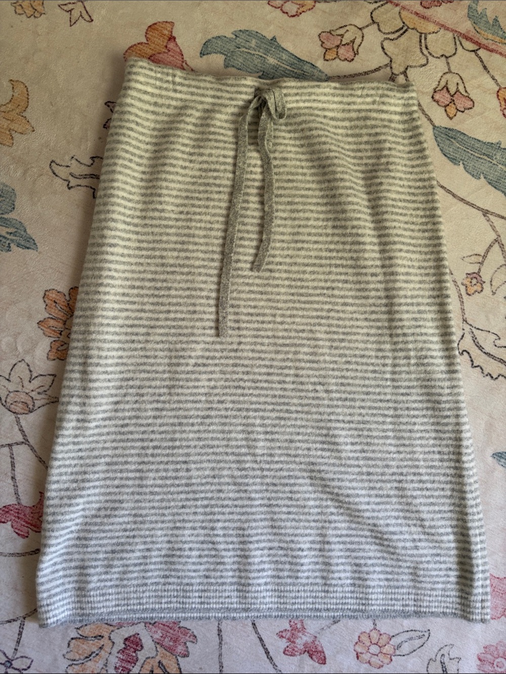 J. Crew Factory Cream and Gray Striped Knit Pencil Skirt